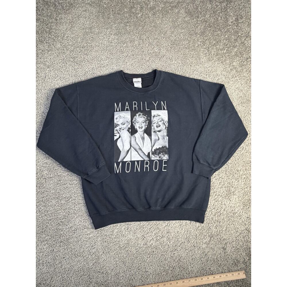 Marilyn Monroe Sweatshirt Mens L Black Graphic Crewneck Fleece Retro Movie